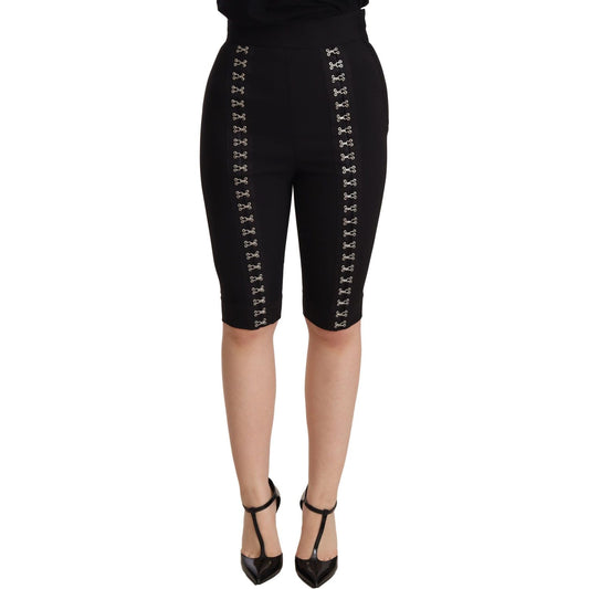 Dolce & Gabbana Elegant High Waist Black Wool Shorts Shorts Dolce & Gabbana Black