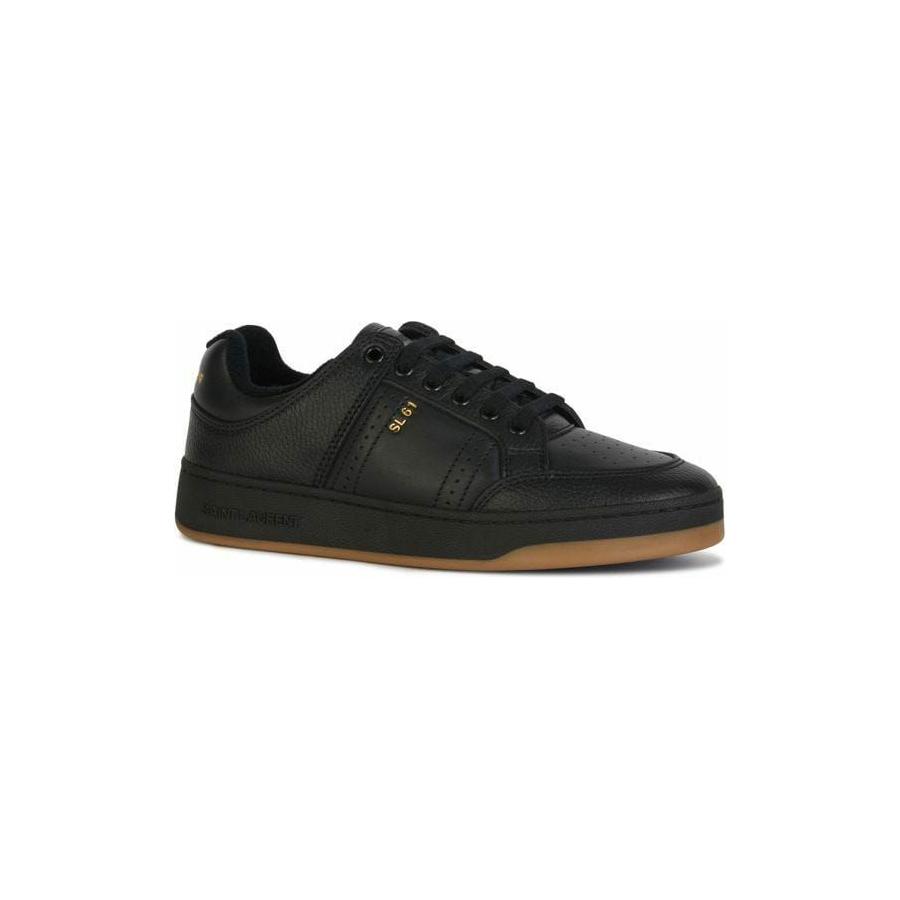 Saint Laurent Elegant Black Low-Top Leather Sneakers