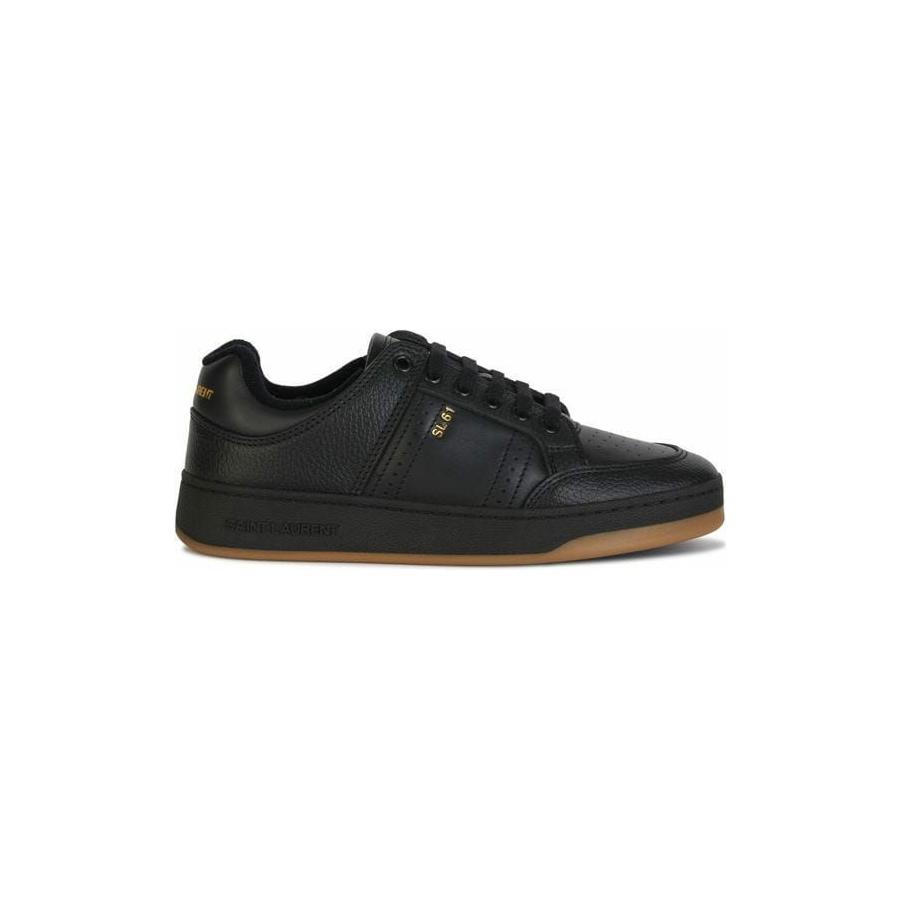 Saint Laurent Elegant Black Low-Top Leather Sneakers