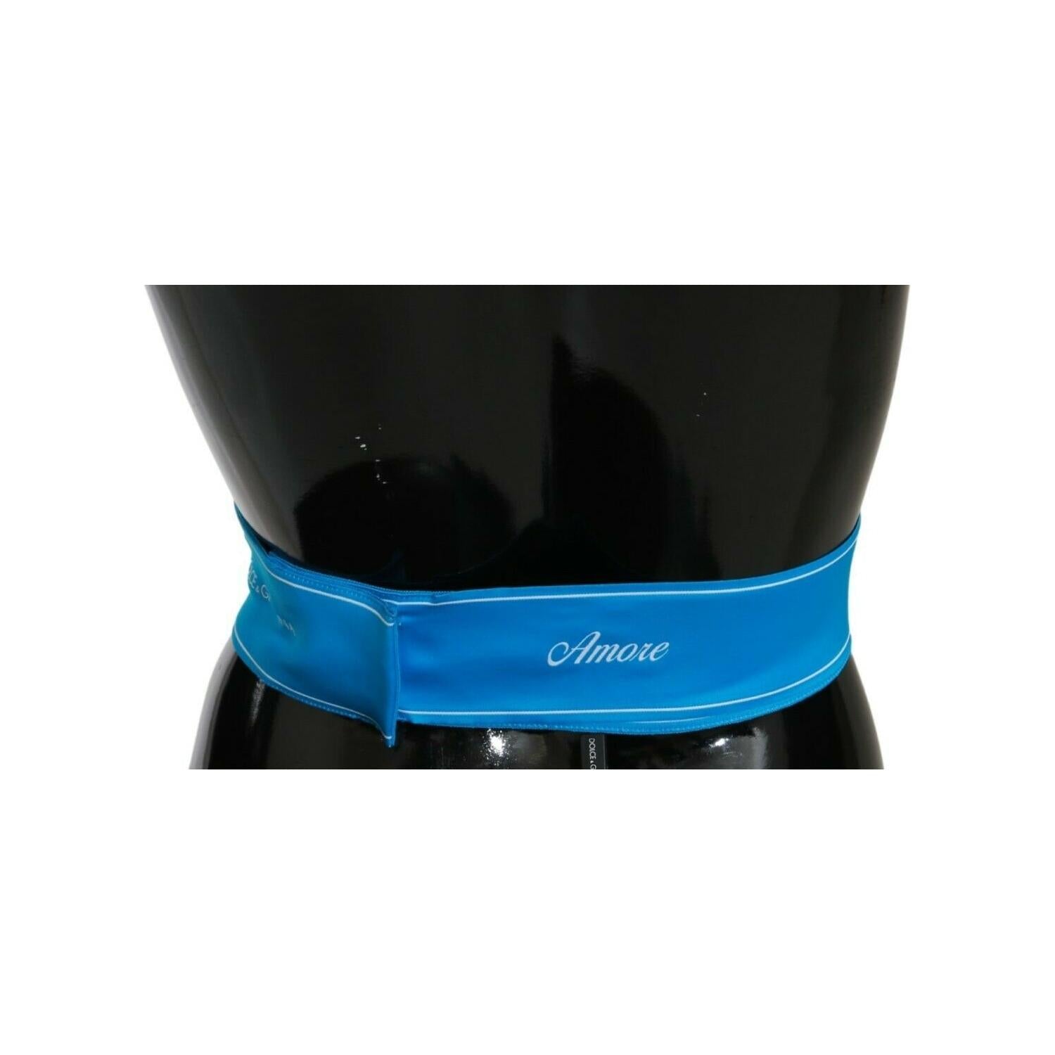 Dolce & Gabbana Blue Waist Ribbon Wide Bow Belt