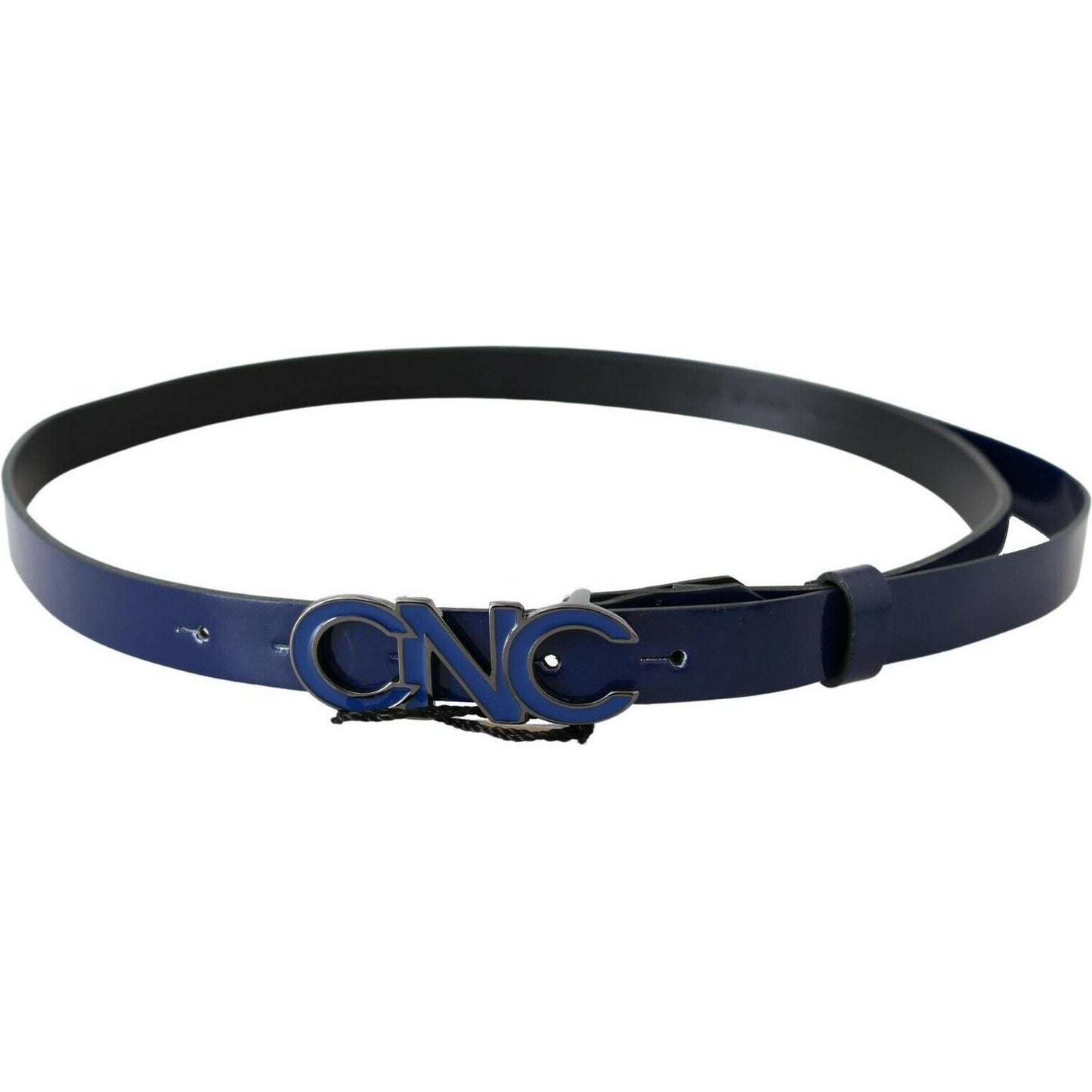Costume National Blue Leather Logo Skinny Fashion Belt MAN BELTS
