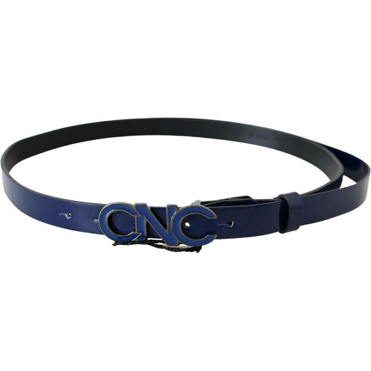 Costume National Sleek Dark Blue Leather Fashion Belt MAN BELTS Costume National Dark Slate Gray
