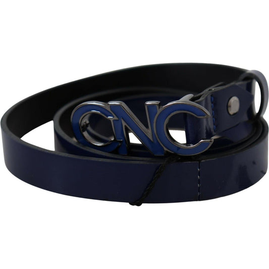 Costume National Sleek Dark Blue Leather Fashion Belt MAN BELTS Costume National Black
