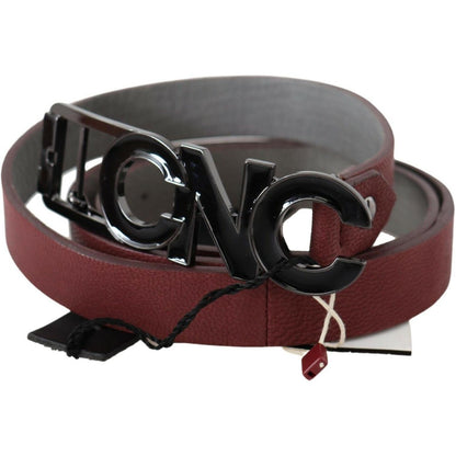 Costume National Maroon Skinny Leather Logo Fashion Belt WOMAN BELTS
