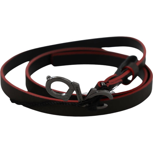 Costume National Maroon & Black Italian Leather Fashion Belt WOMAN BELTS Costume National Black