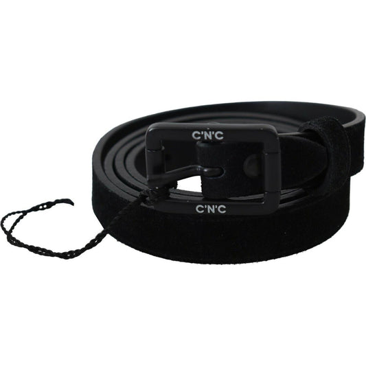Costume National Elegant Black Leather Classic Belt WOMAN BELTS Costume National Black