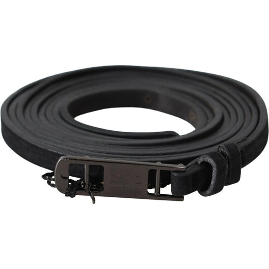 Costume National Elegant Black Leather Adjustable Belt Costume National Dark Slate Gray