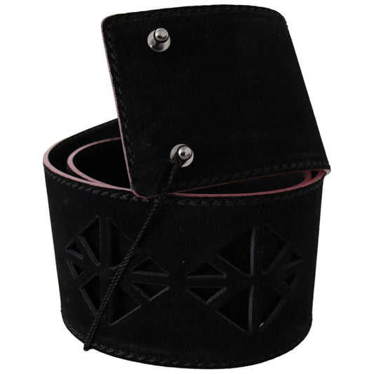 Costume National Elegant Wide Leather Fashion Belt with Metal Accents Costume National Black