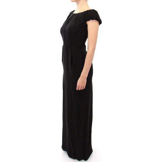 Dolce & Gabbana Elegant Silk Shortsleeved Evening Gown WOMAN DRESSES Dolce & Gabbana Wheat