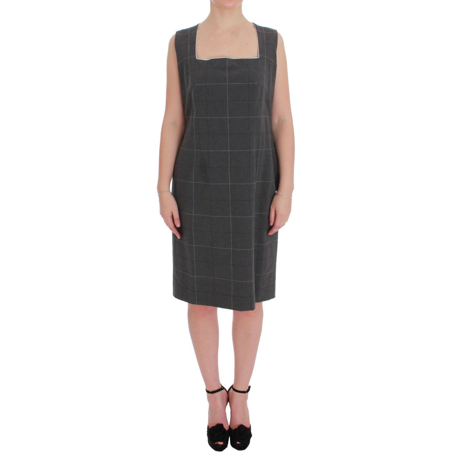 BENCIVENGA Gray Checkered Cotton Blazer Dress Set Suit