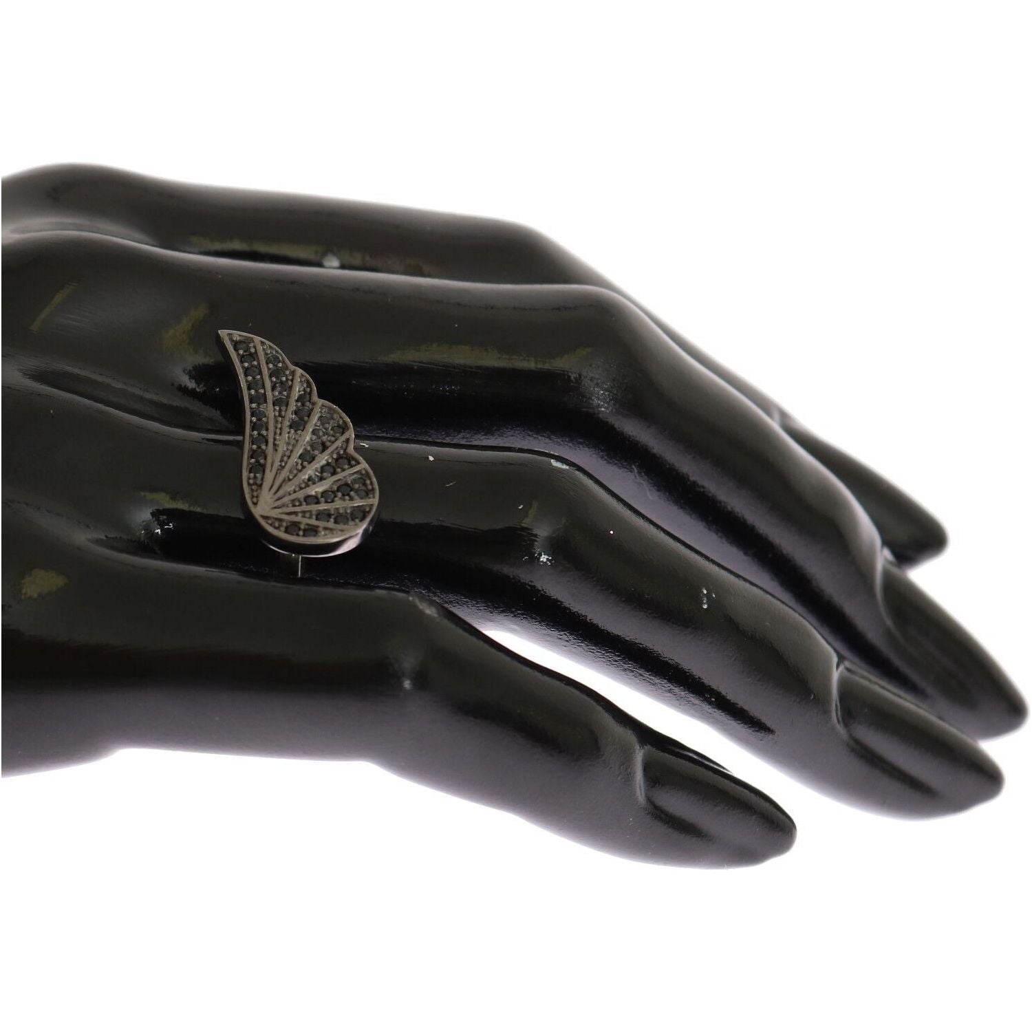 خاتم نيالايا من الكريستال الفضي باللون الأسود والروديوم