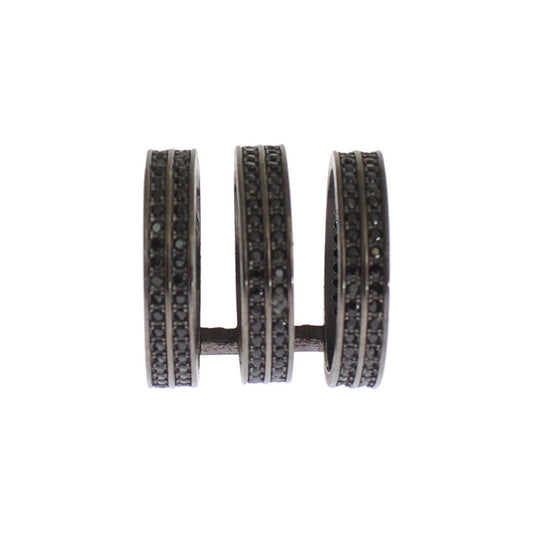 Nialaya Black CZ Rhodium 925 Silver Ring Ring