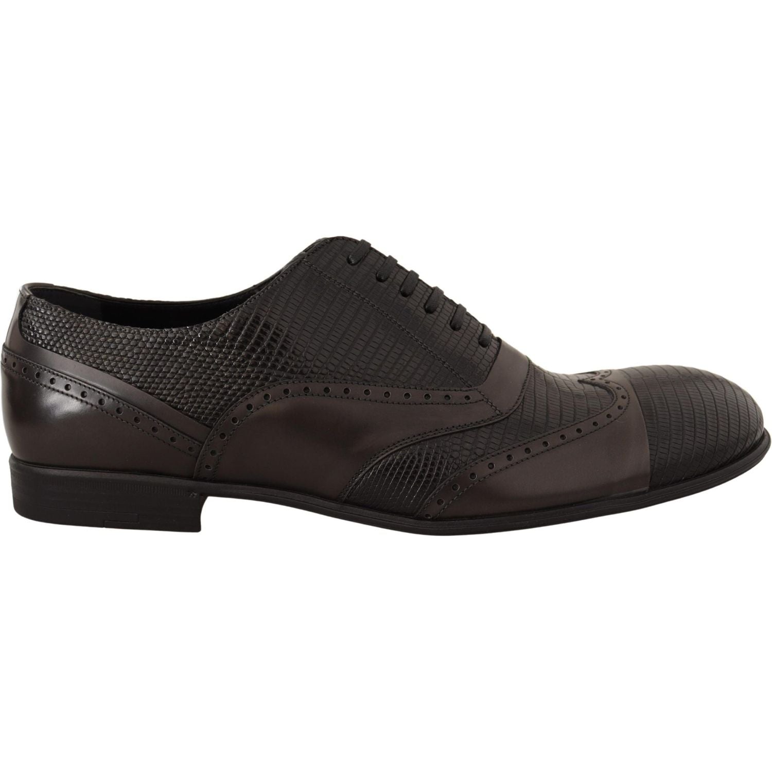 Dolce & Gabbana Brown Lizard Skin Leather Oxford Dress Shoes