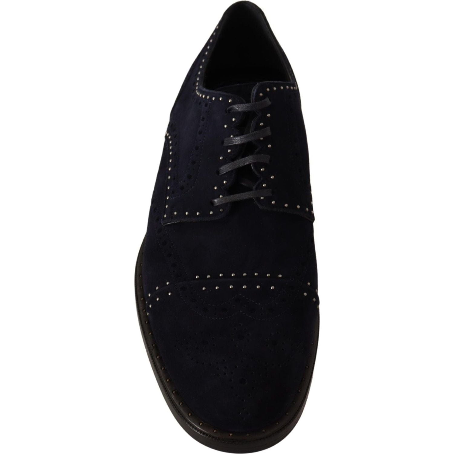 Dolce & Gabbana Blue Suede Leather Derby Studded Shoes
