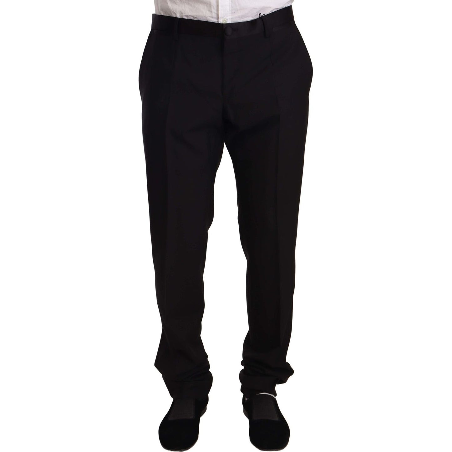 Dolce & Gabbana Black Wool Formal Tuxedo Trouser Pants MAN TROUSERS