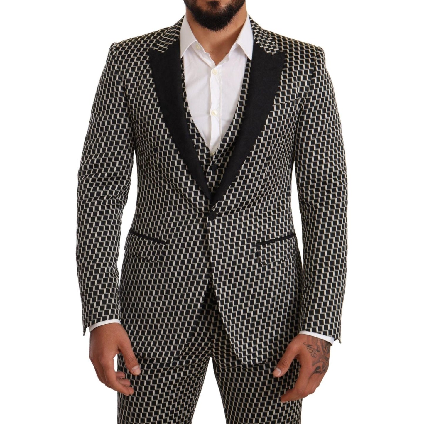 Dolce & Gabbana Black White Check 3 Piece Set MARTINI Suit