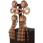 Dolce & Gabbana Elegant Antique Gold Bow Earrings Earrings Dolce & Gabbana Dark Slate Gray