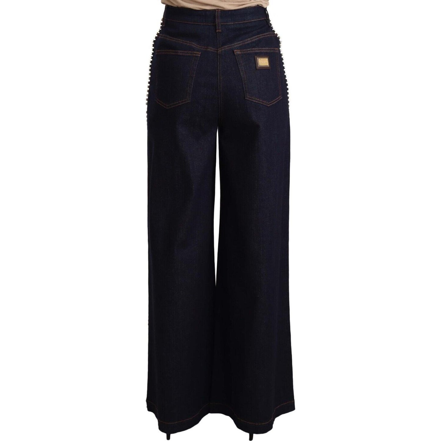 Dolce & Gabbana Dark Blue Crystal Embellished Flare Jeans Jeans & Pants