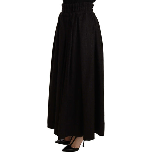 Dolce & Gabbana Elegant High Waist Maxi A-line Wool Skirt WOMAN SKIRTS Dolce & Gabbana Black
