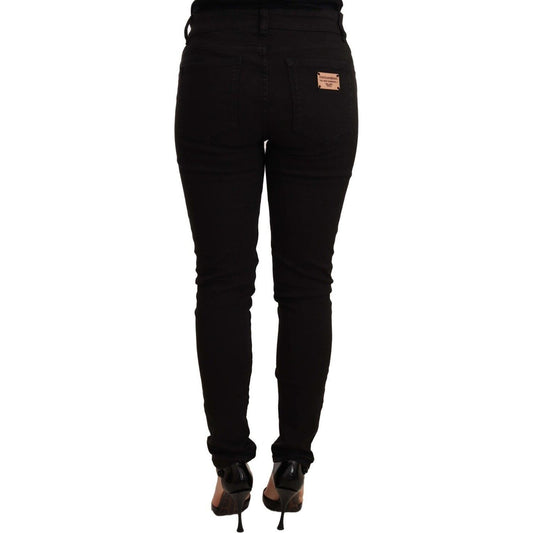 Dolce & Gabbana Chic Black Mid-Waist Skinny Denim Jeans Dolce & Gabbana Black