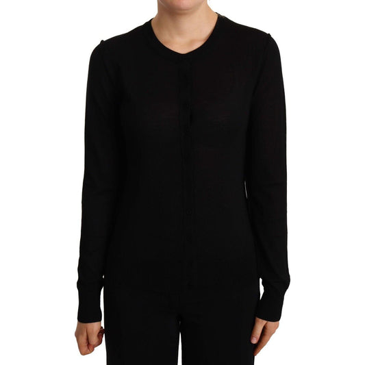 Dolce & Gabbana Elegant Crewneck Virgin Wool Sweater WOMAN SWEATERS Dolce & Gabbana Black