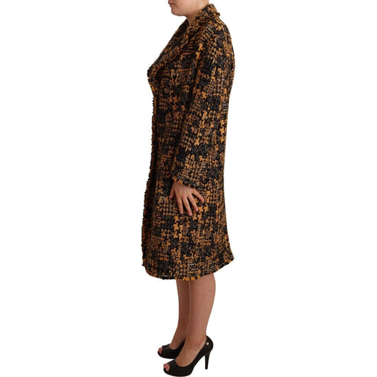 Dolce & Gabbana Multicolor Notch Lapel Long Cardigan Coat WOMAN COATS & JACKETS Dolce & Gabbana Black