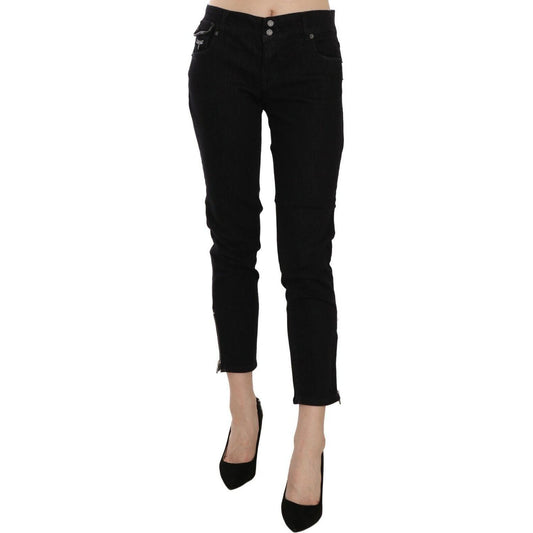John Galliano Chic Black Mid Waist Slim Cropped Jeans Jeans & Pants John Galliano Tan