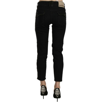 John Galliano Black Mid Waist Cropped Cut Hem Denim Casual Pants Jeans & Pants