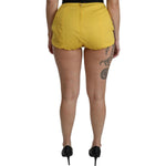 Dolce & Gabbana Yellow Black Cotton Jewelled Hot Pants Shorts SKI1394- 38