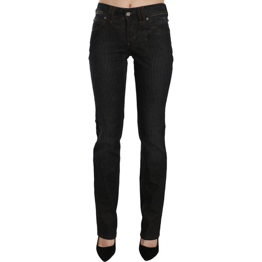 John Galliano Elegant Black Slim Fit Corduroy Jeans Jeans & Pants John Galliano Black