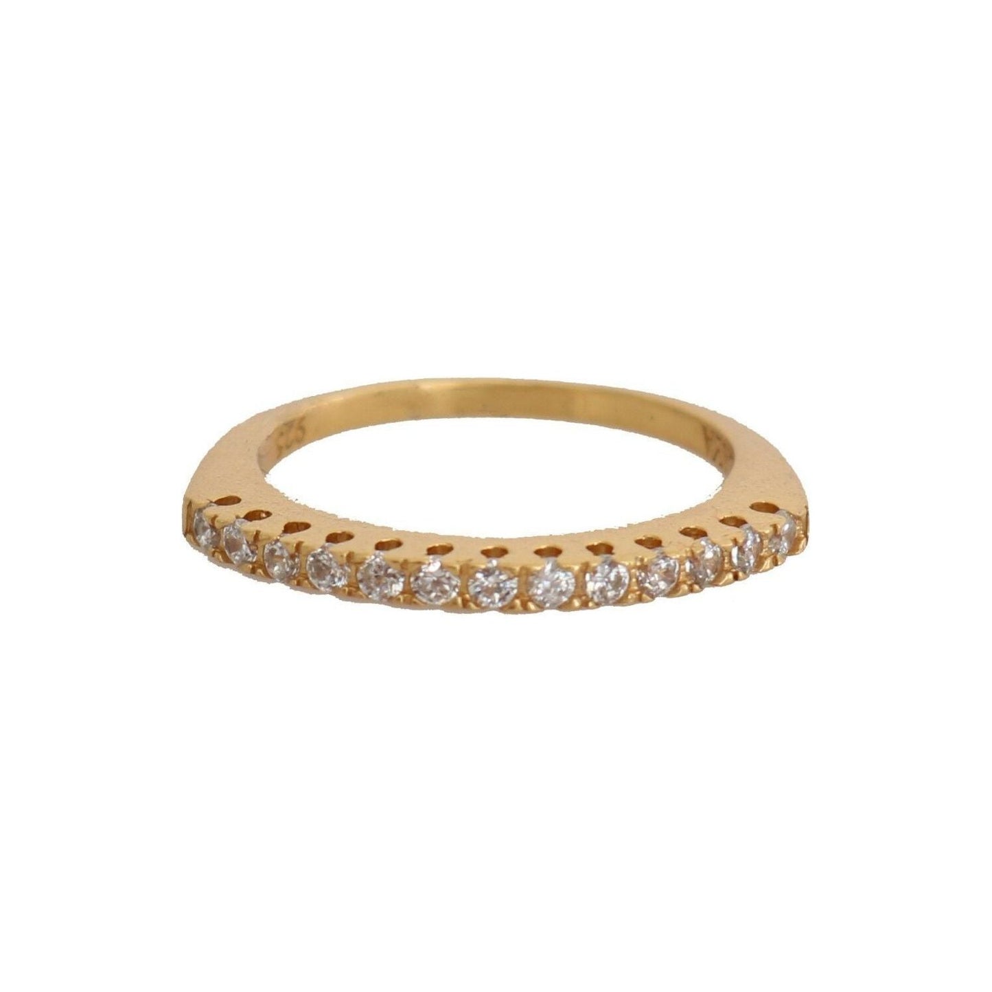 Nialaya Gold Authentic Womens Clear CZ Gold 925 Silver Ring Ring