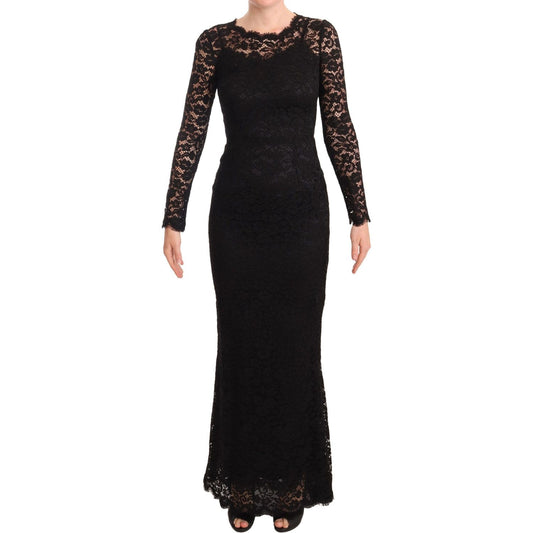 Dolce & Gabbana Elegant Laminated Lace Mermaid Dress WOMAN DRESSES Dolce & Gabbana Black