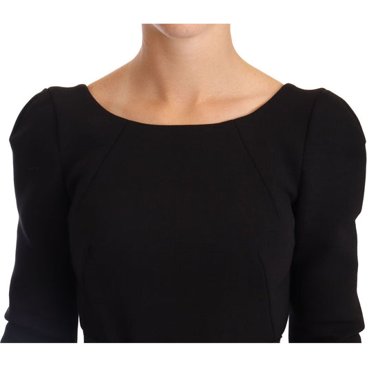 Dolce & Gabbana Elegant Black Stretch Sheath Mid-Calf Dress WOMAN DRESSES Dolce & Gabbana Black