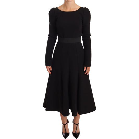 Dolce & Gabbana Elegant Black Stretch Sheath Mid-Calf Dress WOMAN DRESSES Dolce & Gabbana Black