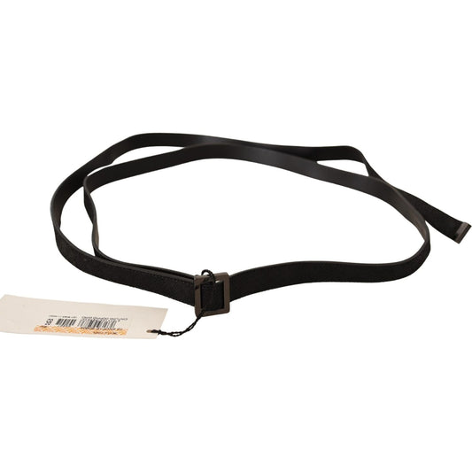 Costume National Chic Black Leather Fashion Belt with Metal Buckle WOMAN BELTS Costume National Light Gray