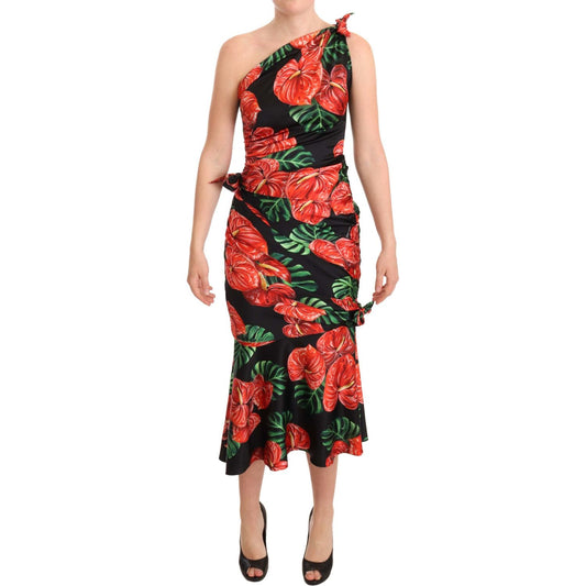 Dolce & Gabbana Elegant Floral Silk Draped Dress WOMAN DRESSES Dolce & Gabbana Dark Salmon