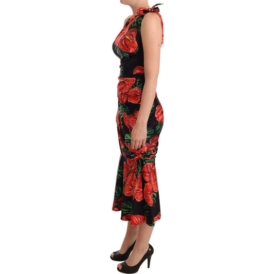 Dolce & Gabbana Elegant Floral Silk Draped Dress WOMAN DRESSES Dolce & Gabbana Sienna