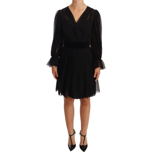 Dolce & Gabbana Elegant V-Neck Silk Blend Mini Dress WOMAN DRESSES Dolce & Gabbana Rosy Brown