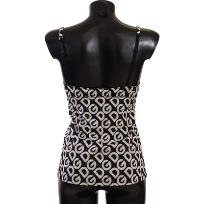 Dolce & Gabbana Black White Logo Print Camisole Top Underwear WOMAN SWIMWEAR
