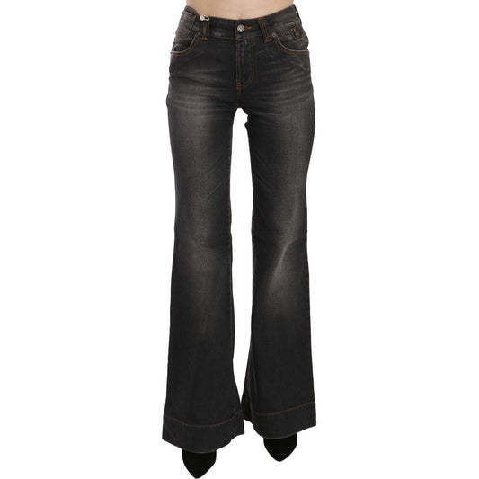 Dolce & Gabbana Svelte Mid Waist Flared Black Denim Jeans & Pants Dolce & Gabbana Dark Slate Gray