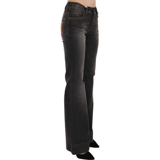 Dolce & Gabbana Svelte Mid Waist Flared Black Denim Jeans & Pants Dolce & Gabbana Dark Slate Gray