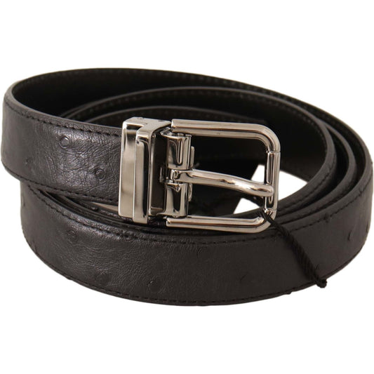 Dolce & Gabbana Elegant Black Leather Belt with Silver Buckle MAN BELTS Dolce & Gabbana Dark Slate Gray