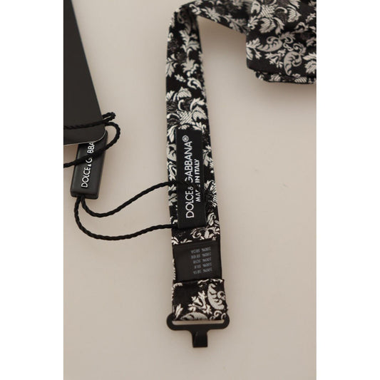 Dolce & Gabbana Floral Silk Bow Tie Luxe Necktie Dolce & Gabbana Gray