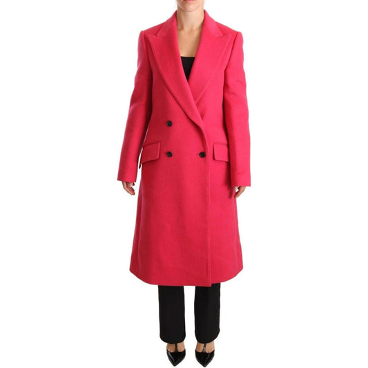 Dolce & Gabbana Elegant Pink Wool-Cashmere Coat Dolce & Gabbana Maroon