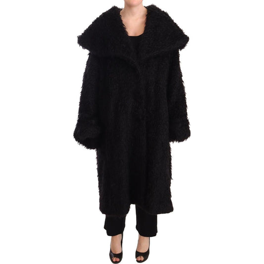 Dolce & Gabbana Sleek Runway Fur Cape Trench Jacket Dolce & Gabbana Black