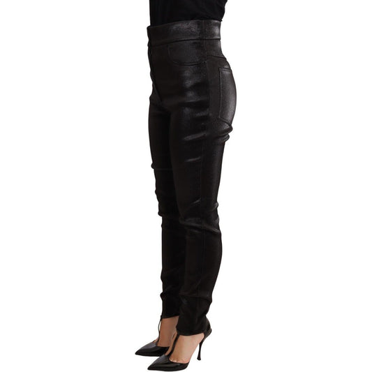 Dolce & Gabbana Elegant Slim Fit Shimmer Cropped Pants Jeans & Pants Dolce & Gabbana Black
