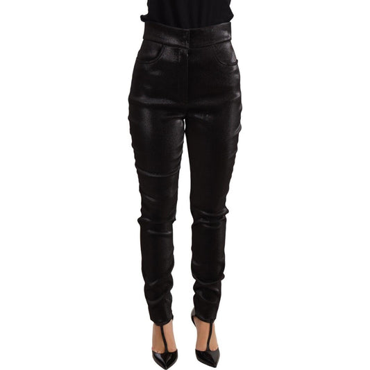 Dolce & Gabbana Elegant Slim Fit Shimmer Cropped Pants Jeans & Pants Dolce & Gabbana Black