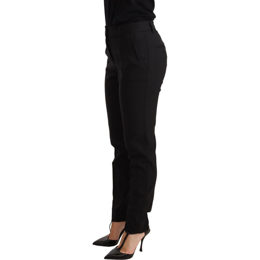 Dolce & Gabbana Elegant Tapered Virgin Wool Trousers Jeans & Pants Dolce & Gabbana Black