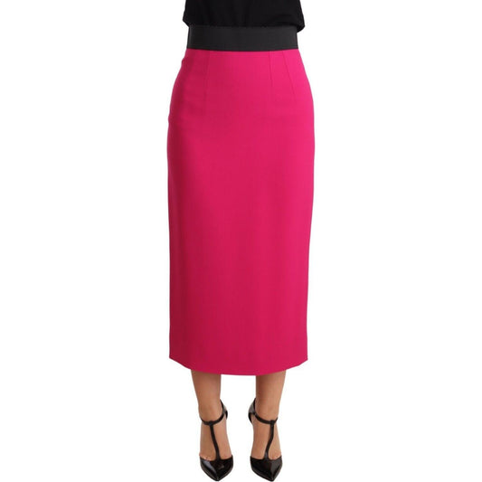 Dolce & Gabbana Elegant High-Waisted Pencil Skirt in Pink Skirt Dolce & Gabbana Maroon