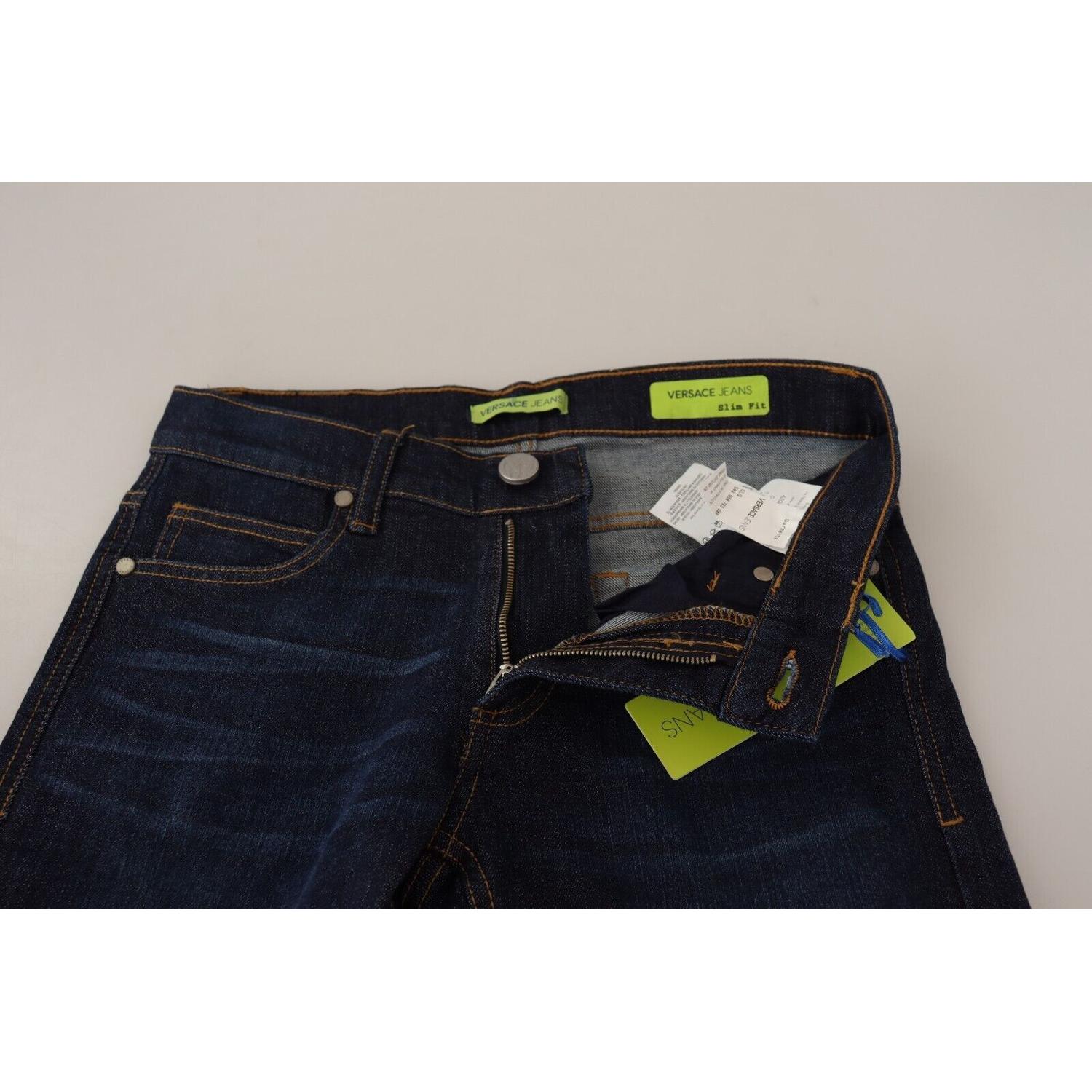 Versace Jeans Dark Blue Cotton Low Waist Skinny Denim Jeans